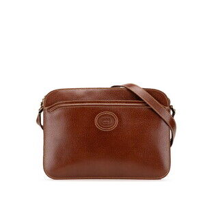 Gucci Logo Shoulder Bag Brown Leather